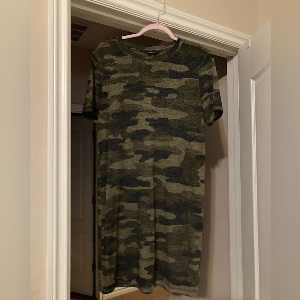 Green Camouflage Short Sleeve Crewneck Tshirt Dress